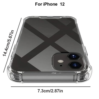 Transparent Thickened Corner TPU Protective Durable Anti-Drop Shockproof Scratch-Resistant Phone Case Cover for Iphone 11/12/13/14/15/16/17 Pro Max/Mini/Plus Protection Casing Accessories